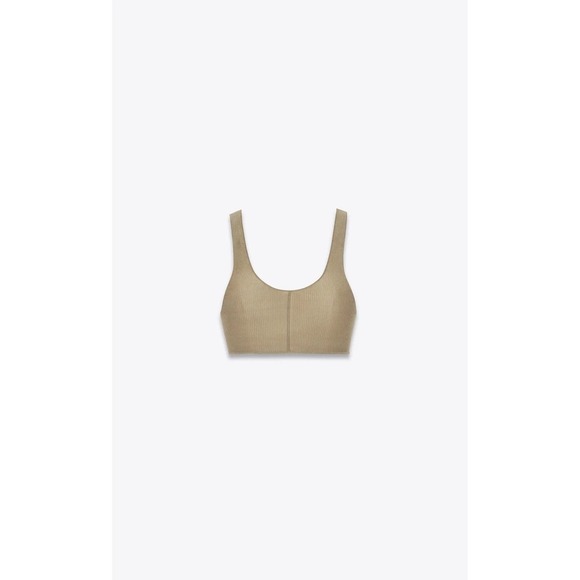 SAINT LAURENT NEW Ribbed Cropped Tank Top Bralette 100% Silk Size Medium $1290 - Picture 2 of 8